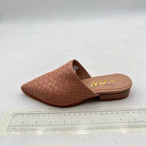 YDN Nude Low Heel Comfort Mules Slip on Backless Sandals Pointed Toe Loafers